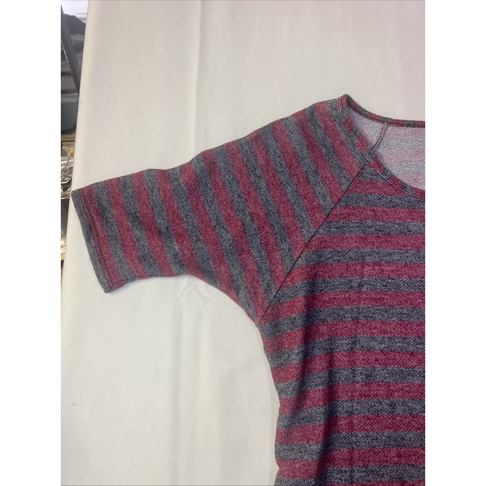 3/4 Sleeve Gray Pink Stripes Size L Women's No Tag Fleece Sweatshirt